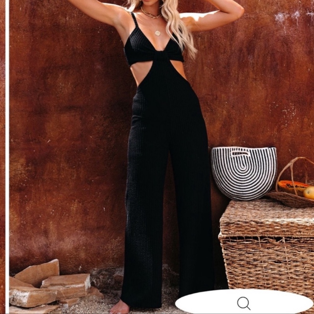 Vici no promises ribbed knit cut out jumpsuit